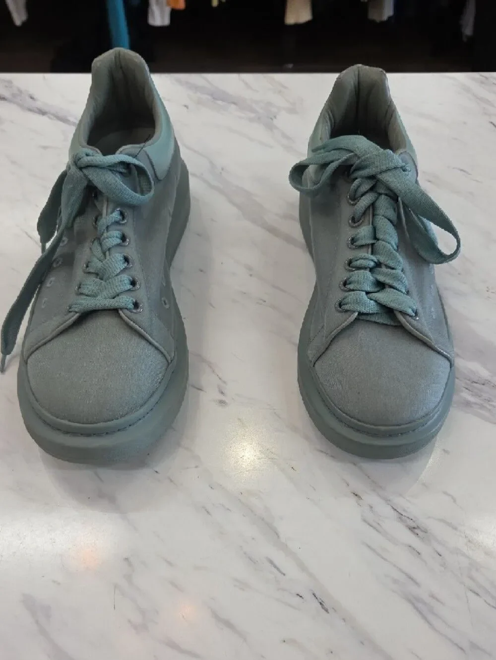 Alexander McQueen Mint Green Oversized Sneakers